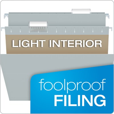 Pendaflex 100% Recycled Hanging File Folder, 1-Tab, Letter, Gray, 25/Box (81604)