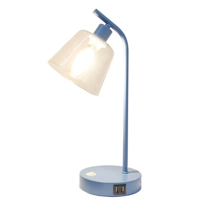 Simple Designs Sleek Essentials LED Desk Lamp, 15.75, with USB Ports, Blue (LD1074-BLU)