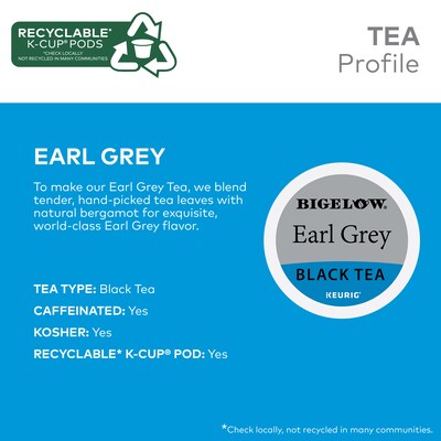 Bigelow Earl Grey Black Tea, Keurig® K-Cup® Pods, 96/Carton (6082CT)