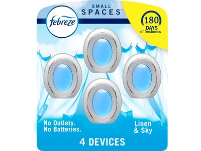 Febreze Small Spaces Air Freshener Solid, Linen & Sky Scent, 0.25 fl. oz., 4/Pack (2572)