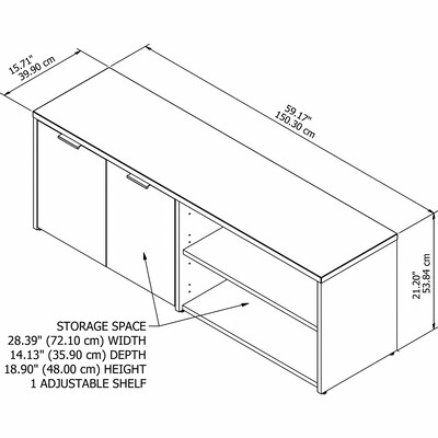 Bush Business Furniture Jamestown 21" Low Storage Cabinet with Doors and 4 Shelves, Storm Gray/White (JTS160SGWH)