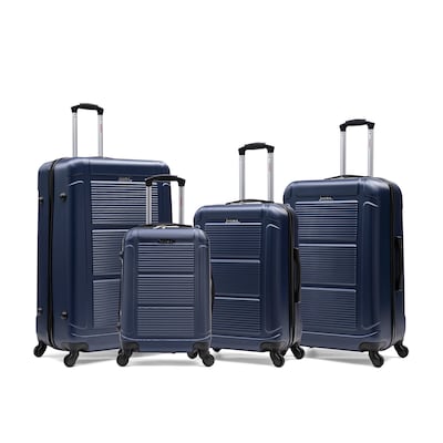 InUSA Pilot 4-Piece Hardside Spinner Luggage Set, TSA Checkpoint Friendly, Blue (IUPILSMLXL-BLU)