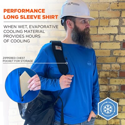Chill-Its 6689 Long Sleeve Cooling Sun Shirt with UV Protection, Blue, L (12154)