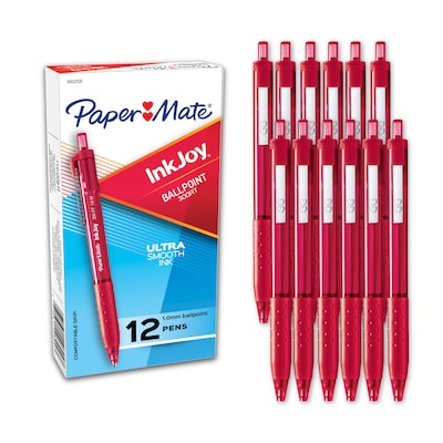Paper Mate InkJoy 300 RT Retractable Ballpoint Pen, Medium Point, Red Ink, Dozen (1951258)