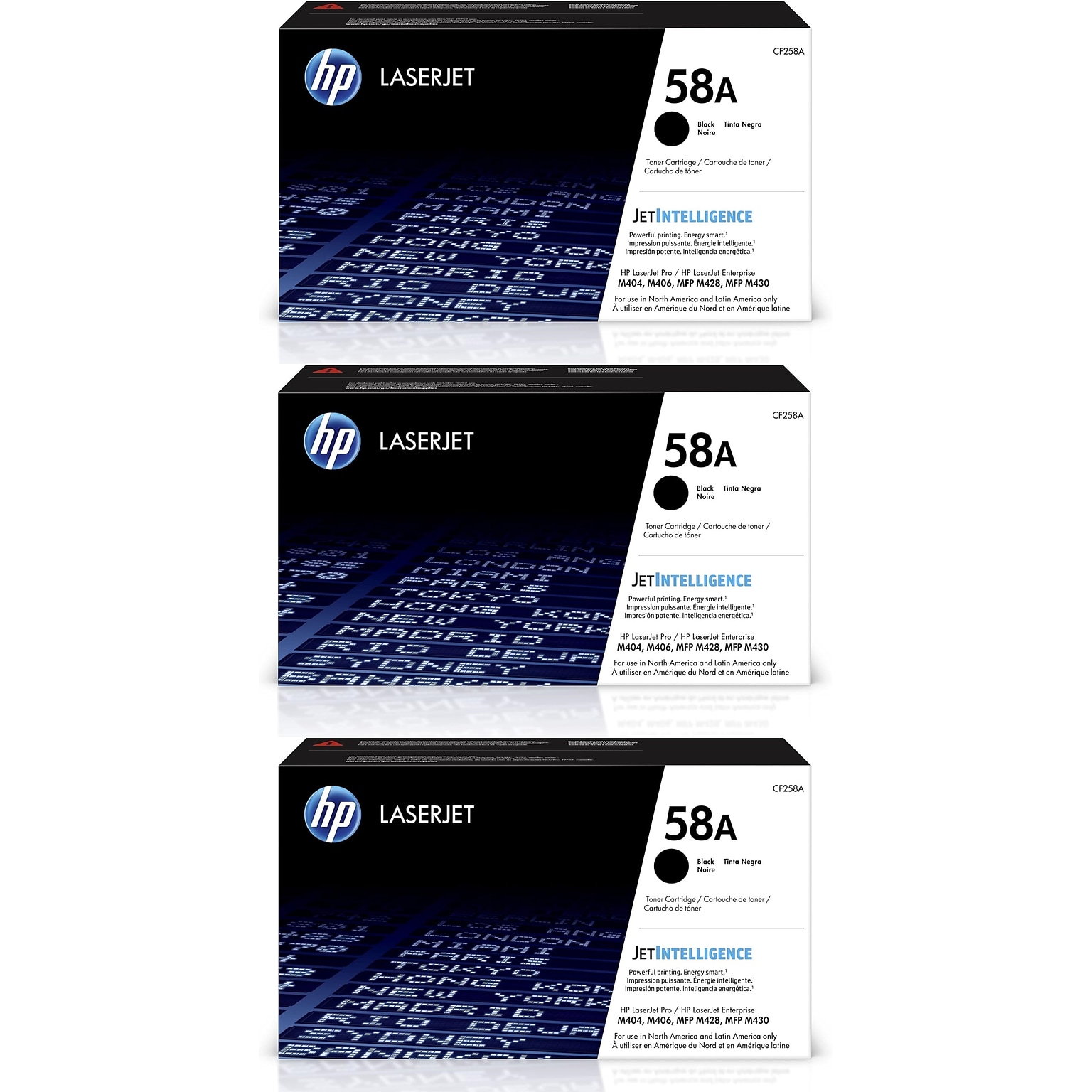HP 58A Black Standard Yield Toner Cartridge, 3/Pack (CF258A3PK-STP)
