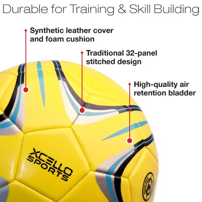 Xcello Sports Size 4 Soccer Balls with Pump, Blue/Yellow, 2/Pack (SB-S4-2-ASST-4)