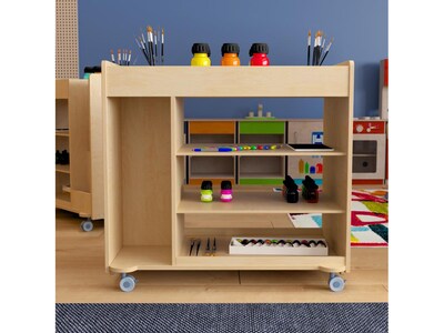 Flash Furniture Bright Beginnings Mobile 8-Section Storage Cart, 31.5"H x 33"W x 23"D, Natural Birch Plywood (MK-ME14504-GG)