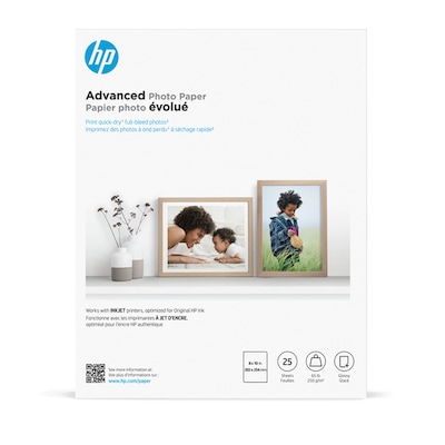 HP Advanced Photo Paper, Glossy, 8 x 10, 25 Sheets/Pack (6J777A)