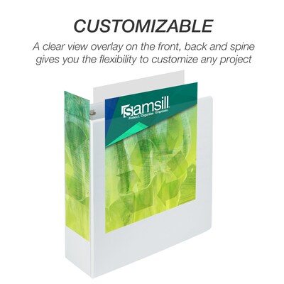 Samsill Earth's Choice Plant-Based Durable  4" View Binder,  3-Ring , Made in USA, White (18997)