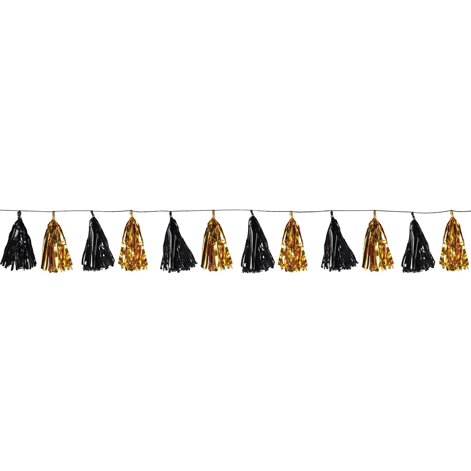 Beistle Metallic Tassel Garland Party, Black/Gold, 2/Pack (59927-BKGD)