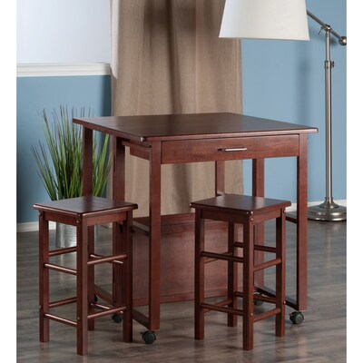 Winsome Fremont Space Saver Extendable Table with 2 Tuck-Away Stools, Walnut (94331)