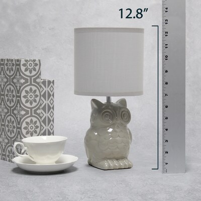 Simple Designs 12.8" Tall Contemporary Ceramic Owl Bedside Table Desk Lamp, Gray (LT1136-GRY)