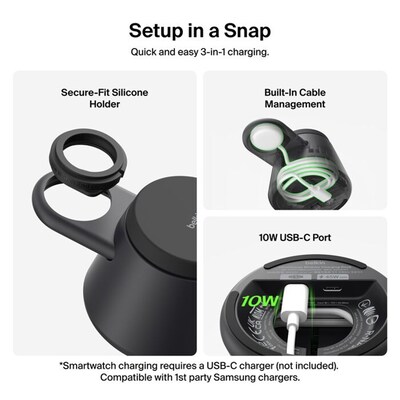 Belkin UltraCharge Magnetic Wireless Charging Station, 25W, 5 ft., Black (WIZ052TTBK)