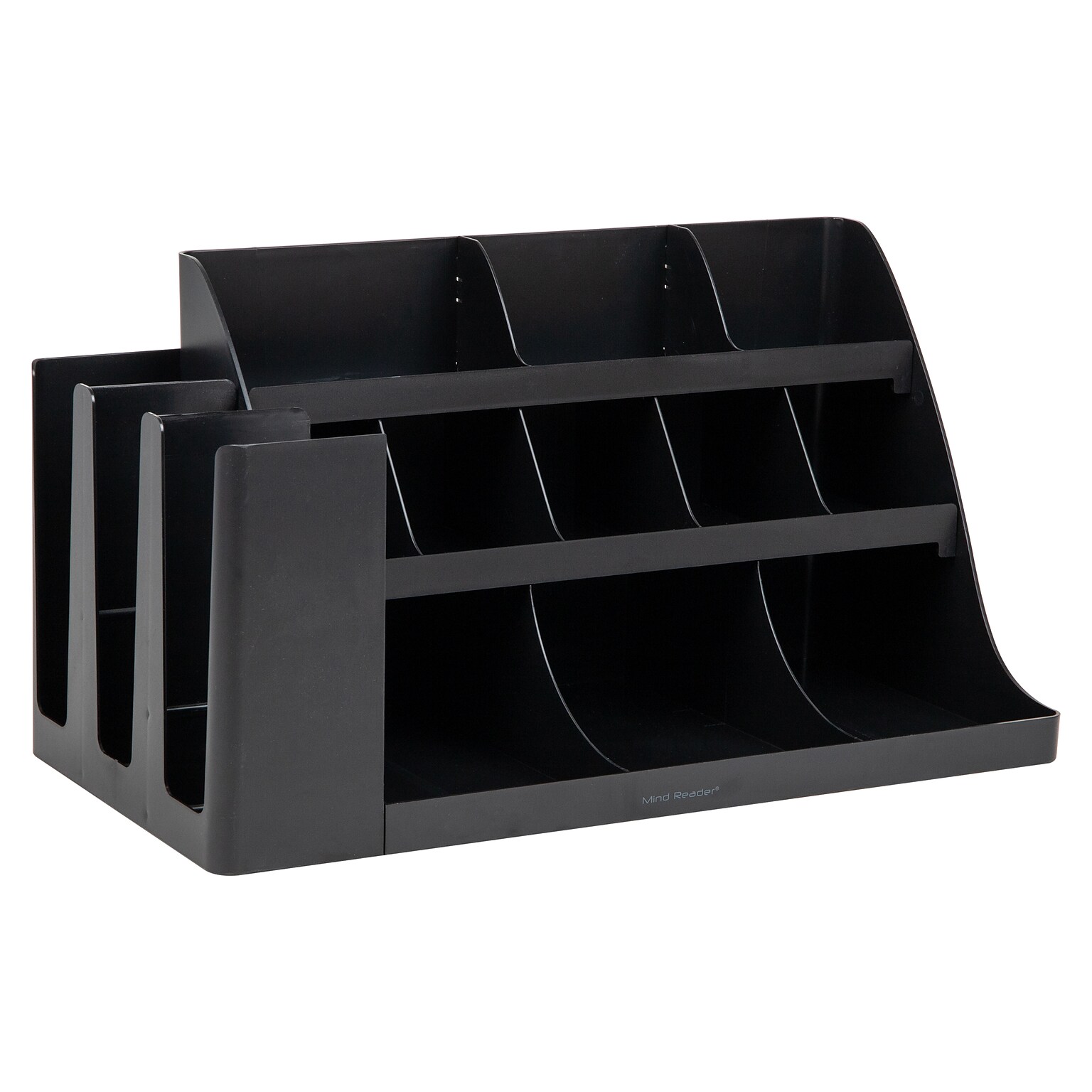 Mind Reader 14 Compartment Plastic Cup and Condiments Countertop Organizer, Black (COMORG2-BLK)