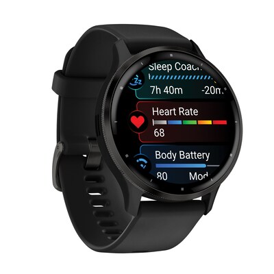 Garmin Venu 3 Smartwatch, GPS, 45mm, Black Silicone Band (010-02784-01)
