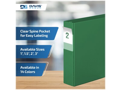 Davis Group Premium Economy 2" 3-Ring Non-View Binders, D-Ring, Green, 6/Pack (2304-04-06)