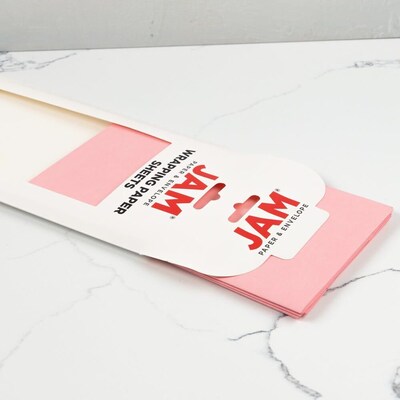 JAM Paper Wrapping Paper Sheets, 25' x 20", Light Baby Pink, 6/Pack(2770135262BP)