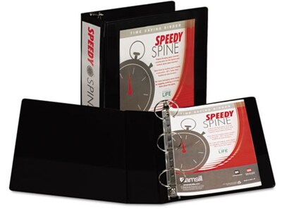 Samsill Speedy Spine 181C 3 3-Ring View Binders, Black (18180C)