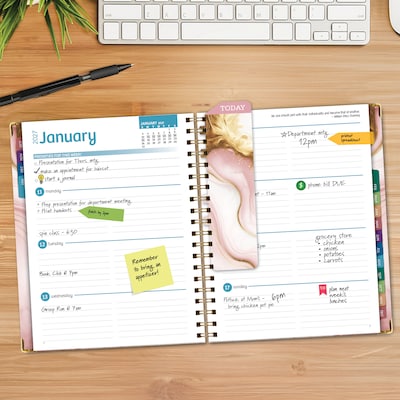 2027 Excello Brands Fashion 8.5 x 11 Weekly & Monthly Planner, Hardcover, Pink Marble (NRY27-FSH811-01)