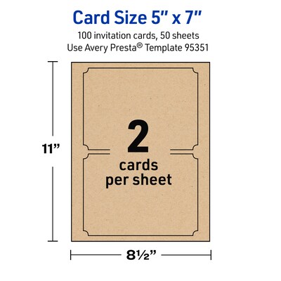Avery Integrated Cards, 5" x 7", Matte Kraft Brown, 100/Box (95351)