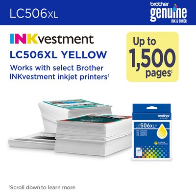 Brother LC506XL Yellow High Yield Ink Cartridge (LC506XLYS)