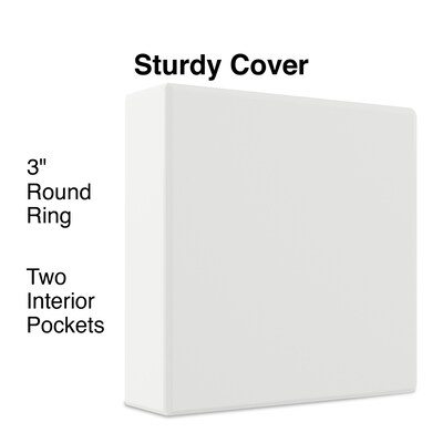 3"  Simply™ View Binder with Round Rings, White, 6/Pack