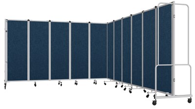 National Public Seating Robo Series 11-Panel Folding Mobile Room Divider, 72"H x 256"W, Blue Fabric (RDG6-11PT04)