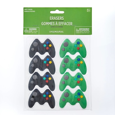Party City Level Up Game Controller Erasers, Assorted Colors, 8/Pack (AM3901538-NS)