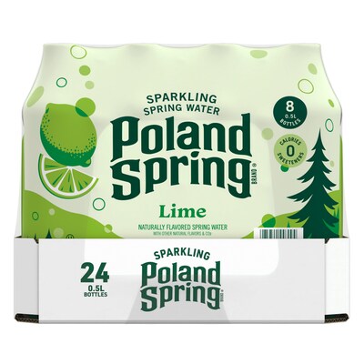 Poland Spring Lime Sparkling Purified Water, 16.9 oz., 24/Carton (12349570/122058)