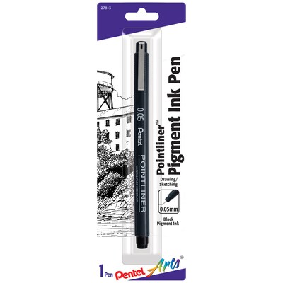 Pentel Arts Pointliner Pen, 0.05mm, Black Pigment Ink, 6/Pack (PTAS20P05BPA-6)