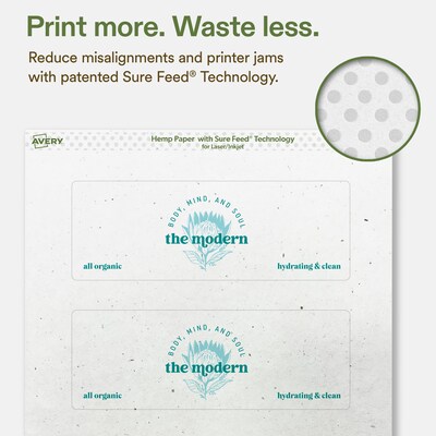 Avery Hemp Rectangle Laser/Inkjet Multipurpose Labels, 2-1/2" x 7", Off-White (60/Pack)