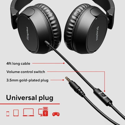 Staples TECH Wired Headphones, Black (ST63352)