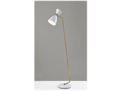 Adesso Oscar 59" Matte White/Antique Brass Floor Lamp with Cone Shade (4283-02)