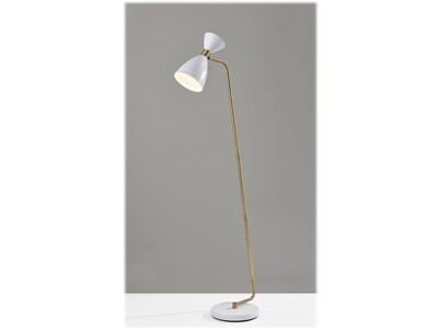 Adesso Oscar 59 Matte White/Antique Brass Floor Lamp with Cone Shade (4283-02)