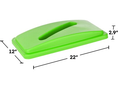 Alpine Industries Polypropylene Recycling Bin with Lid and Dolly, 23 Gallon, Lime Green (ALP477-LGRN4-PKD)