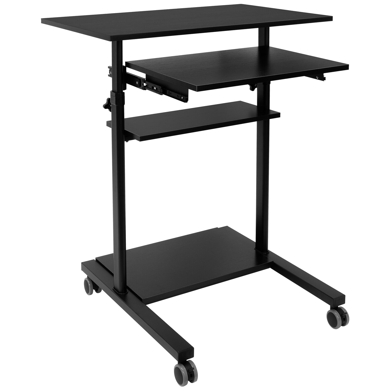 Mount-It! 32 W Mobile Adjustable Standing Desk With Retractable Keyboard Tray, Black (MI-7998B)