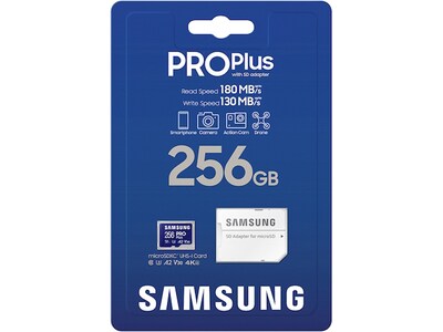 Samsung PRO Plus 256GB microSDXC Memory Card with Adapter, Class 10, UHS-I, V30  (MB-MD256SA/AM)