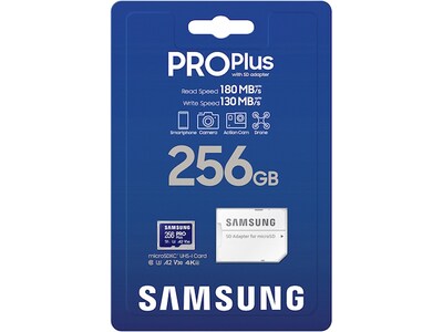 Samsung PRO Plus 256GB microSDXC Memory Card with Adapter, Class 10, UHS-I, V30  (MB-MD256SA/AM)