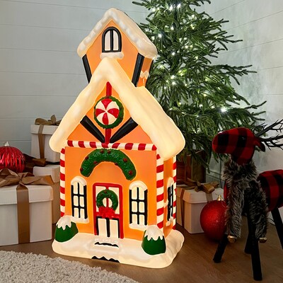 Fraser Hill Farm 32” Gingerbread House Christmas Blow Mold (FFBM-1GNB-MLT)