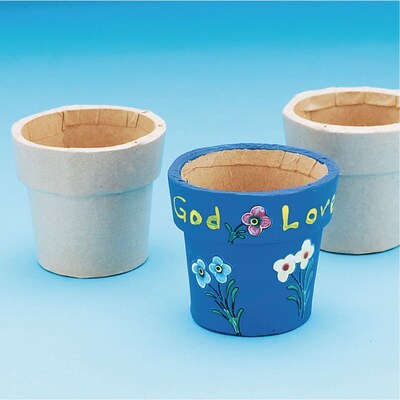 S&S Worldwide Paper Mache Mini Pots, 12/Pack (PS1213)