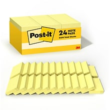 Post-it Notes, 1 3/8 x 1 7/8, Canary Collection, 100 Sheet/Pad, 24 Pads/Pack (65324VADB)