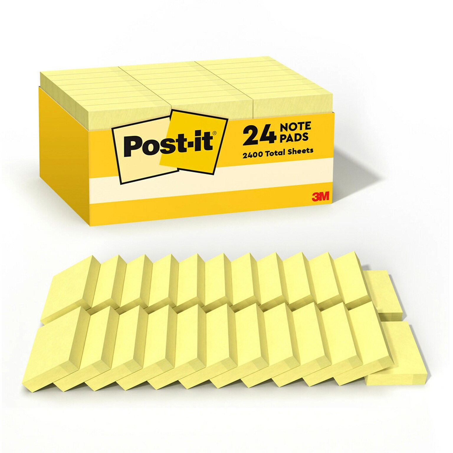 Post-it Sticky Notes Value Pack, 1-3/8 x 1-7/8 in., 24 Pads, 90 Sheets/Pad, The Original Post-it Note, Canary Yellow