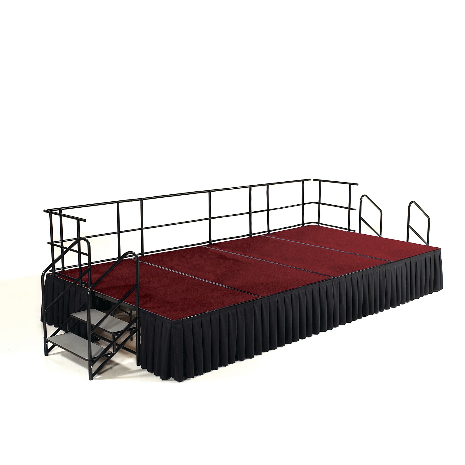 NPS 24H Stage Package, 8 x 16, Box Pleat Black Skirting, Red Carpet (SG482404C40SB10)