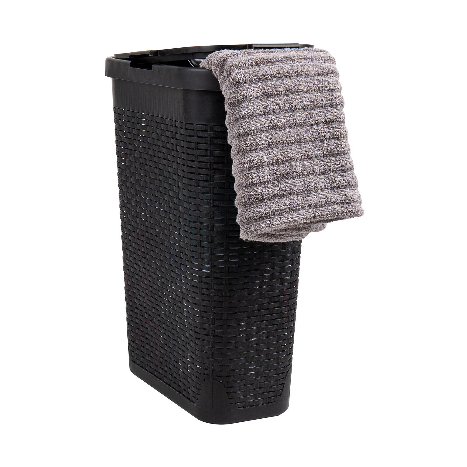 Mind Reader 10.57-Gallon Laundry Hamper with Lid, Plastic, Black (40HAMP-BLK)