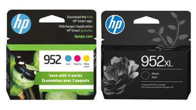 HP Original 952XL Black High-Yield Ink / 952 Tri-Color Standard Ink Cartridges (2-Pack)
