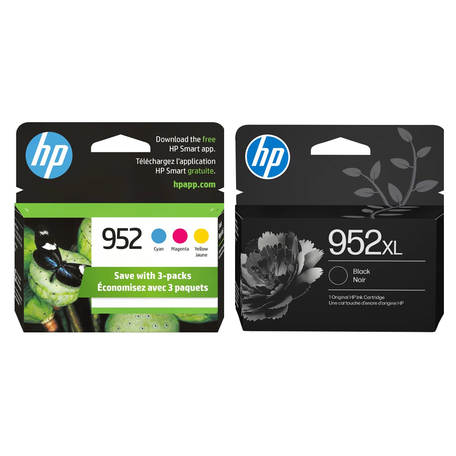 HP Original 952XL Black High-Yield Ink / 952 Tri-Color Standard Ink Cartridges (2-Pack)