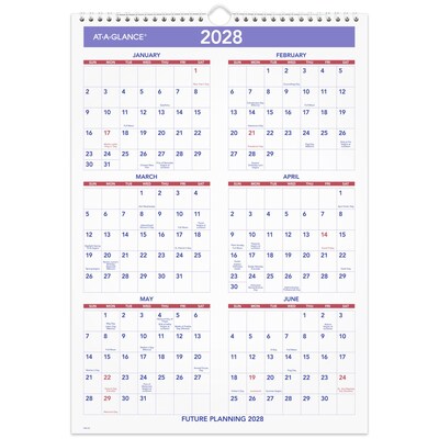 2027 AT-A-GLANCE 12" x 17" Monthly Wall Calendar, White/Purple (PM2-28-27)