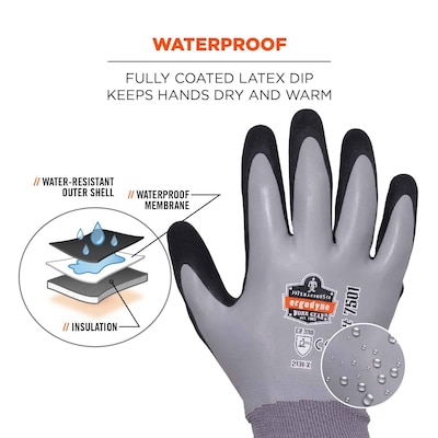 Ergodyne ProFlex 7501 Waterproof Winter Work Gloves, Gray, Medium, 144 Pairs (17933)
