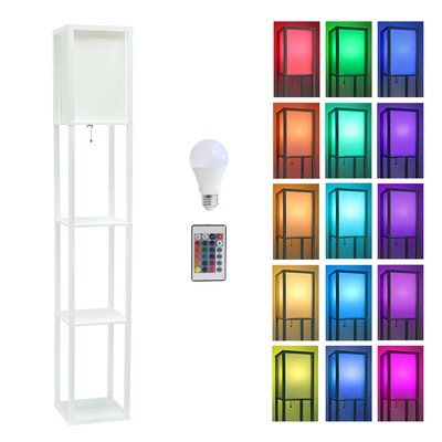 Simple Designs Etagere Organizer 62.5 Floor Lamp with Rectangular Shade, White (LF1014-WHT-CCLB)