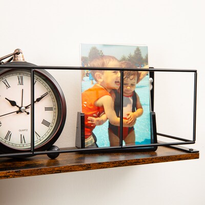 Mind Reader Metal Mounted Desktop Shelf , 5" x 4.62" x 19.6", Brown (SHELF-BRN)